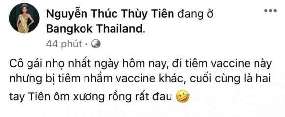 Hoa hau Thuy Tien tiem nham vaccine va cai ket khien ai cung phai thon dum