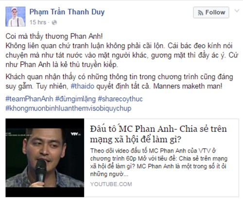 Nghe si Viet len tieng viec VTV dau to MC Phan Anh-Hinh-4