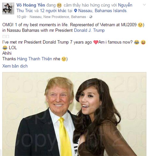 Vo Hoang Yen khoe anh chup cung Tong thong dac cu Donald Trump-Hinh-2