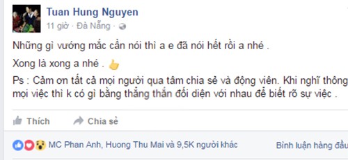 Tuan Hung nhan nhu den Duy Manh: Xong la xong anh nhe!