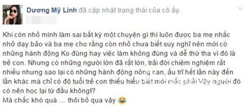 Hau chia tay Bang Kieu, Duong My Linh dang status la-Hinh-2