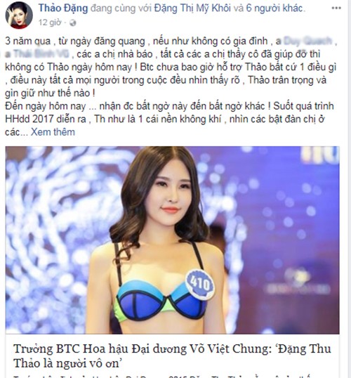 Bi to vo on, Hoa hau Dai duong Dang Thu Thao noi gi?-Hinh-2