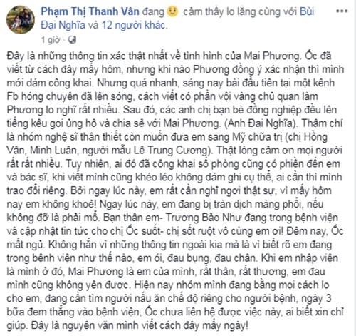 Oc Thanh Van tiet lo tinh hinh benh tinh moi nhat cua Mai Phuong-Hinh-2
