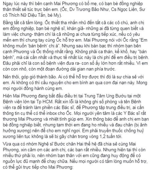 Oc Thanh Van tiet lo tinh hinh benh tinh moi nhat cua Mai Phuong-Hinh-4