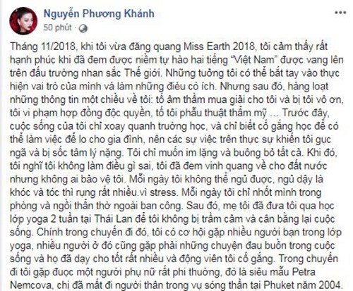 Phuong Khanh ke chuyen bi soc tam ly, rung toc khi vuong thi phi