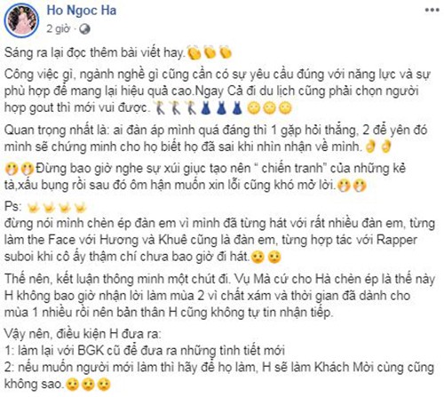Ho Ngoc Ha bat ngo len tieng ve on ao chen ep Minh Hang o The Face-Hinh-2
