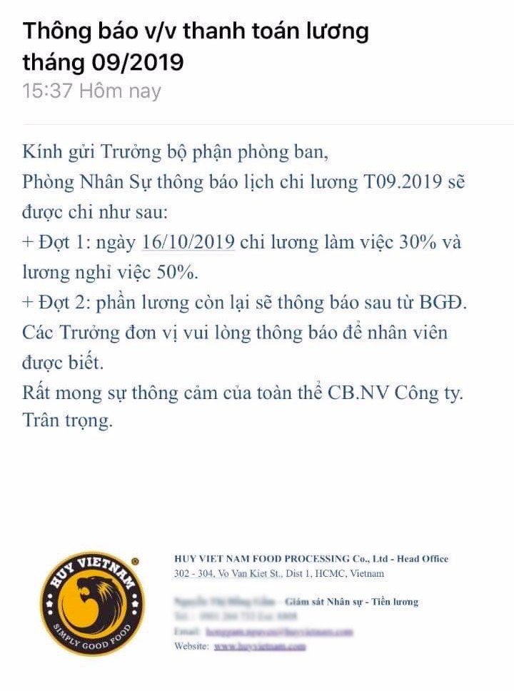 Cuu nhan vien Mon Hue: 'Ho doa khong tra luong thang 9 neu nghi viec'