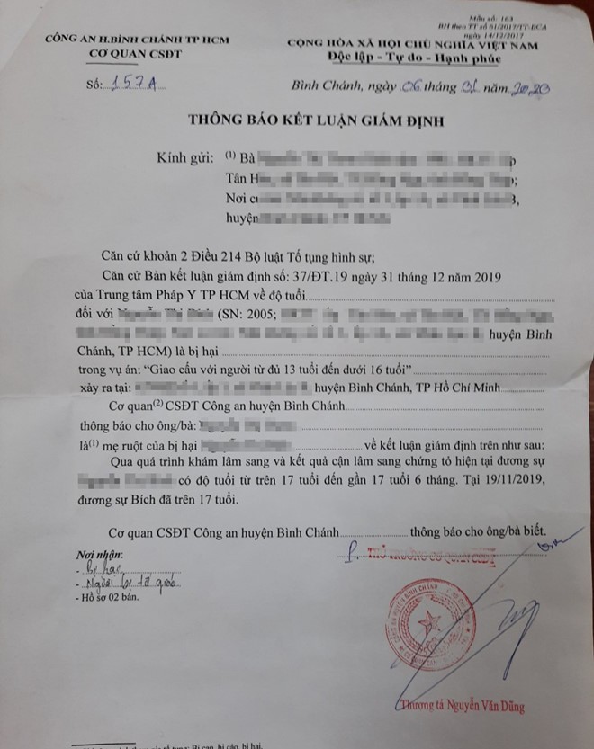 Be gai 14 bong thanh thieu nu 17: Cong an giai thich ly do giam dinh tuoi