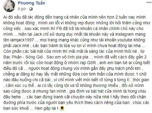 Jack lay lai Facebook, tuyen bo khong ai co the cuop loat hit