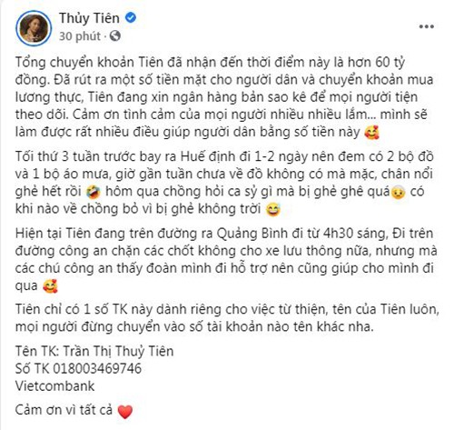 Thuy Tien quyen gop duoc hon 60 ty, ra Quang Binh cuu tro-Hinh-2