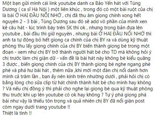 Danh ca Bao Yen buc xuc vi bi Tung Duong choi xau sau lung?-Hinh-2