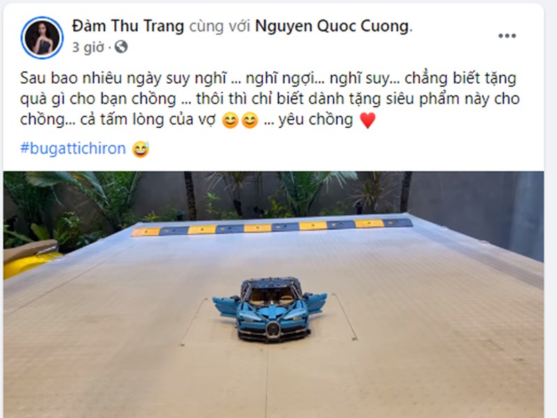 Dam Thu Trang tang qua “khung” cho chong sau “cu lua” xe mo hinh