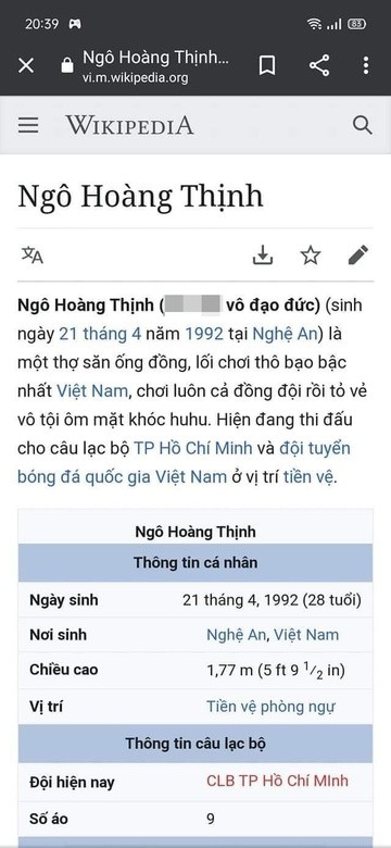 Trang Wikipedia Hoang Thinh bi chinh sua, trut gian sau cu pham loi