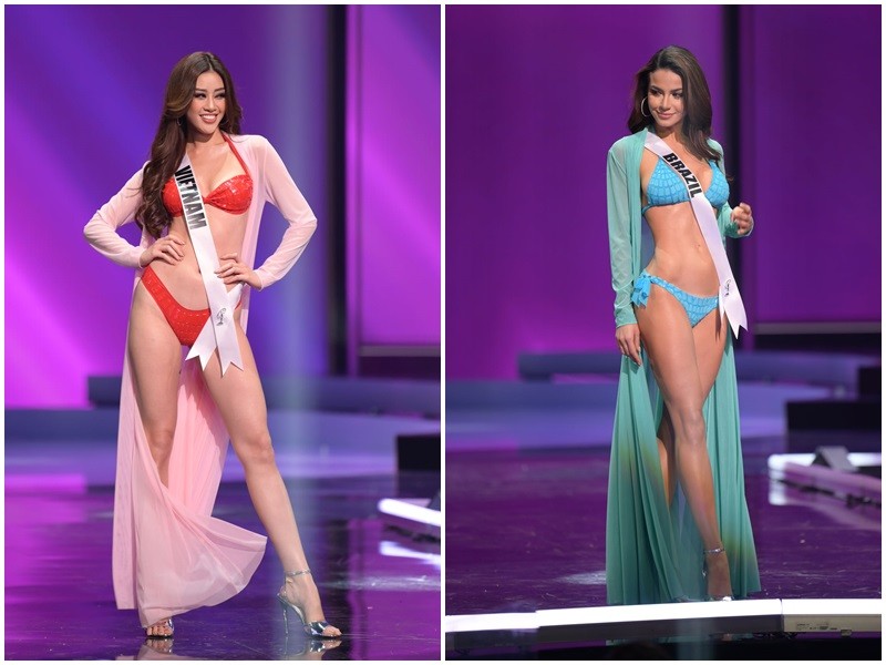 Thi sinh Miss Universe dien bikini khoe than hinh boc lua o ban ket