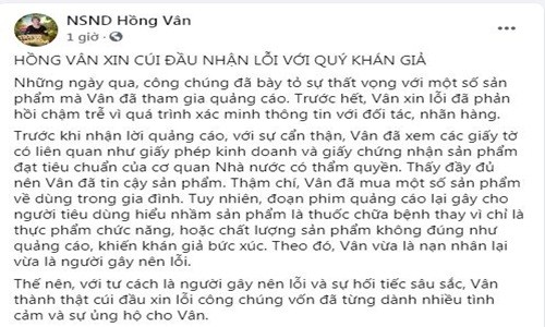 NSND Hong Van cui dau xin loi vi quang cao sai su that-Hinh-2