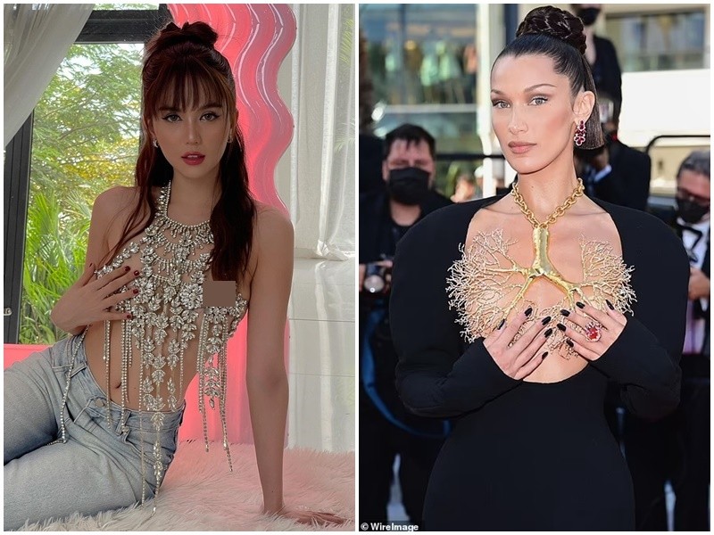 Ngoc Trinh dung vong co thay noi y goi cam giong Bella Hadid-Hinh-3