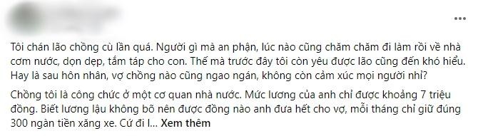 Song voi chong 'cu lan' an phan, vo chan ngan muon nhao vao sep tre