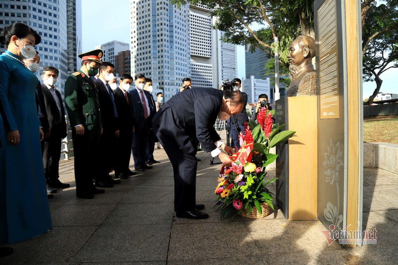 Chu tich nuoc dang hoa tuong dai Chu tich Ho Chi Minh o Singapore-Hinh-2