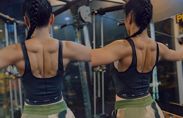 Angela Phuong Trinh tap gym, dan ong nhin xanh mat-Hinh-2