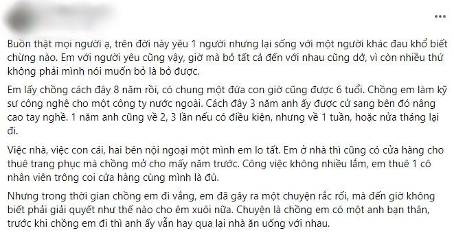 Chong di xa sap ve, vo khong no chia tay moi tinh vung trom