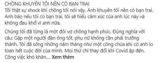 Chong ngoai tinh, cho nhan tinh 300 trieu, con khuyen vo co ban trai