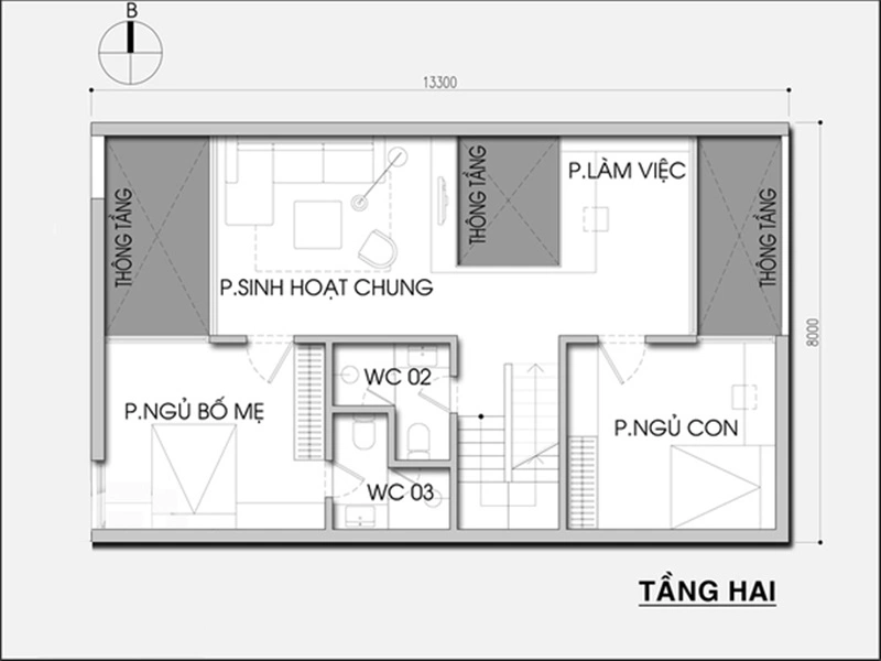 Thiet ke nha 3 tang voi nhieu khoang xanh thoang mat-Hinh-2