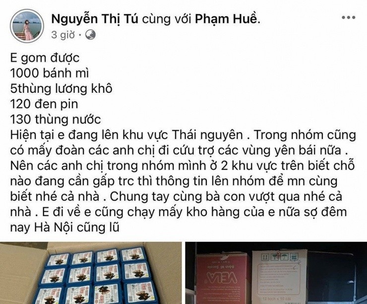 Vo chong lai xe xuyen dem mang do cuu tro dan vung bao lu