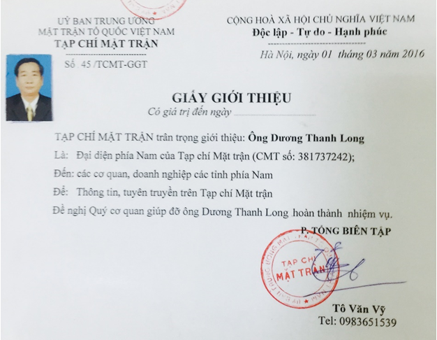 Tap chi Mat tran phat hien nhieu giay gioi thieu, the phong vien sai quy dinh-Hinh-2