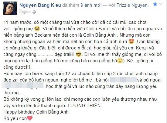 Bang Kieu bi vo cu “soi loi” lon tuoi con trai khi chuc mung sinh nhat