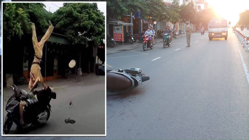 Hai Phong: CSGT bi hat vang tung troi khi chan xe vi pham