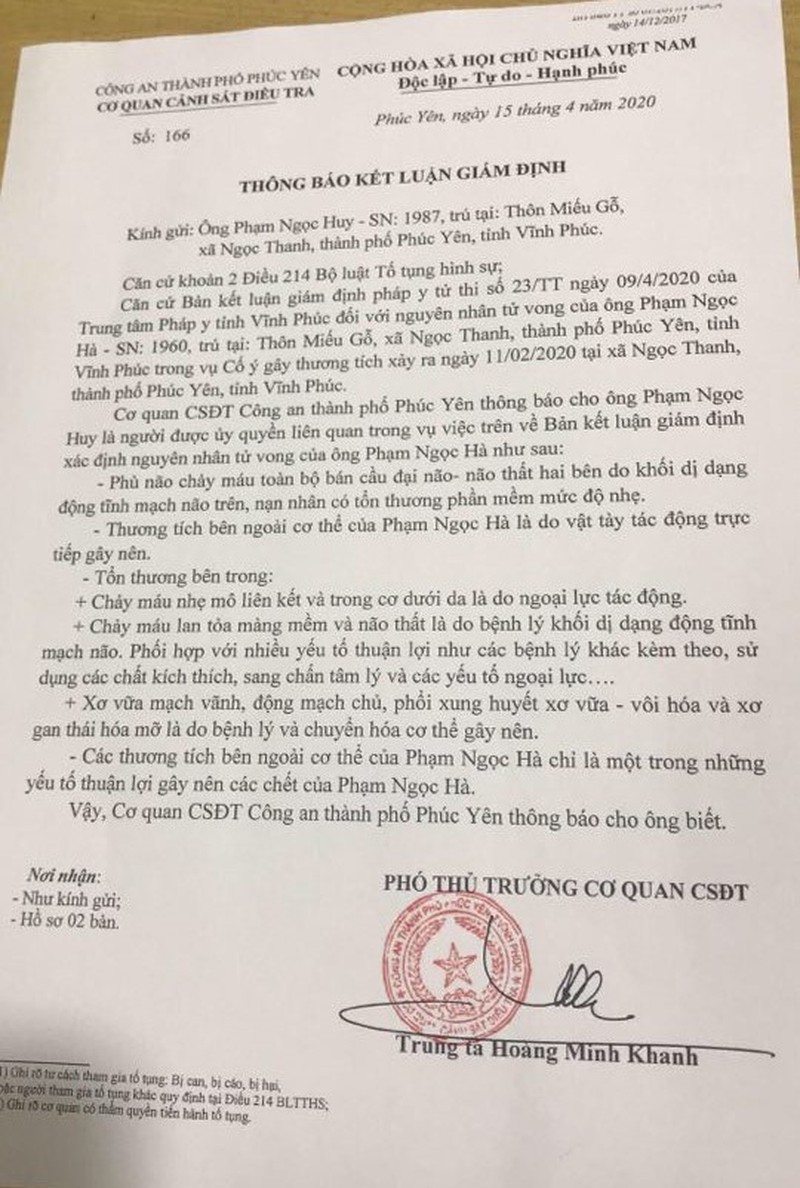 Vinh Phuc: Can lam ro nguyen nhan tu vong trong vu xo xat o Phuc Yen-Hinh-2