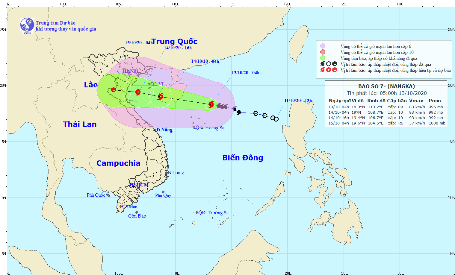 Bao so 7 Nangka se ap sat cac tinh Bac Bo, Bac Trung Bo