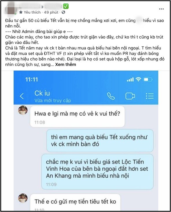 Choi lon bieu qua Tet sang kem 30 trieu, nang dau bi me chong “gian tim mat