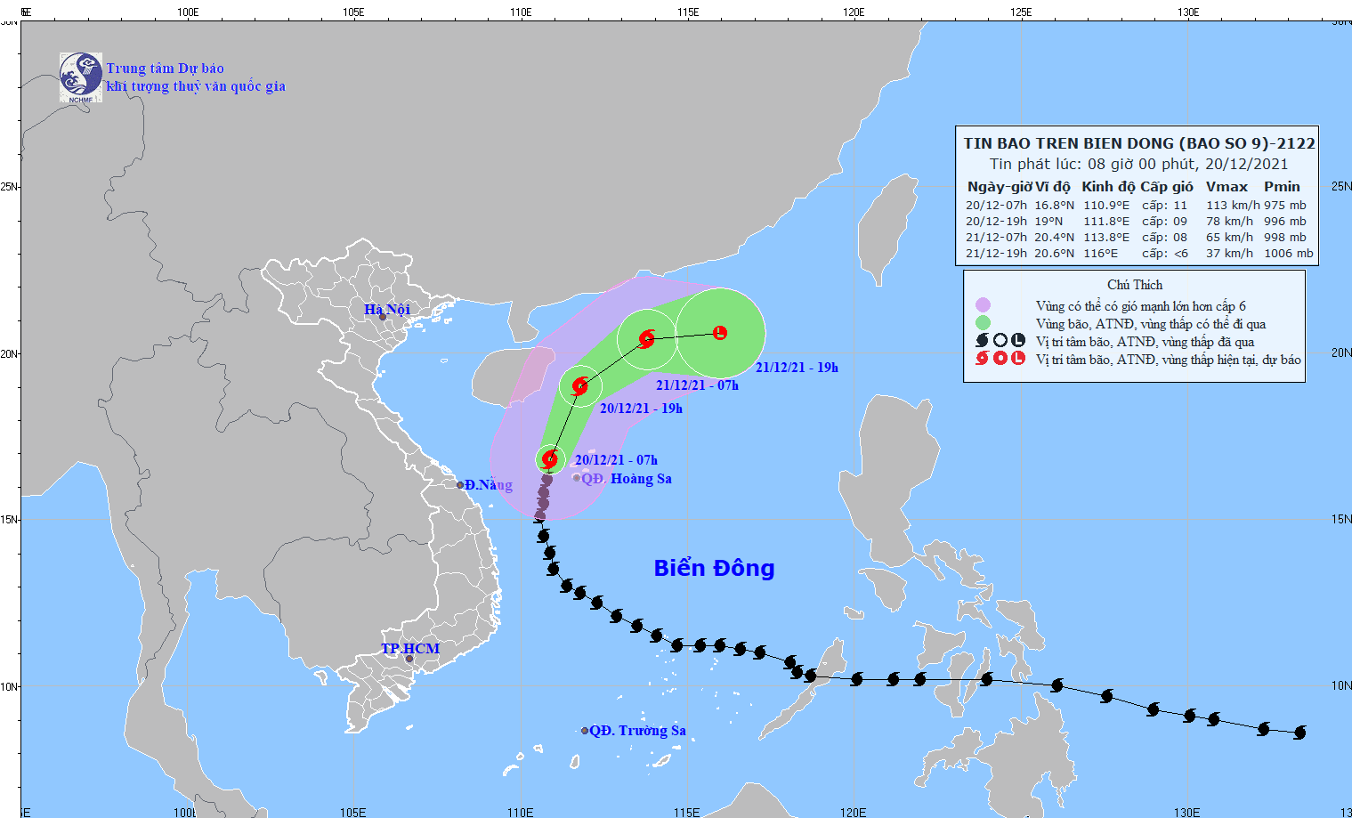 Bao so 9 giat cap 13 huong ra bien, dang suy yeu dan