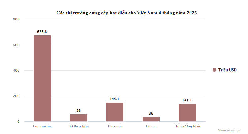 Viet Nam chi hon 1 ty USD trong 4 thang de nhap khau hat dieu