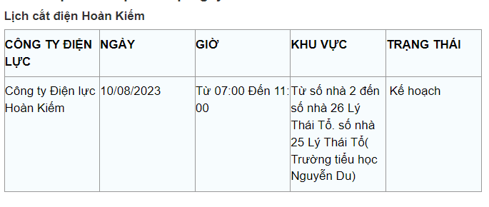 Lich cat dien Ha Noi ngay 10/8: Nhieu khu vuc mat dien gio cao diem-Hinh-2