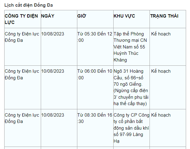 Lich cat dien Ha Noi ngay 10/8: Nhieu khu vuc mat dien gio cao diem-Hinh-3