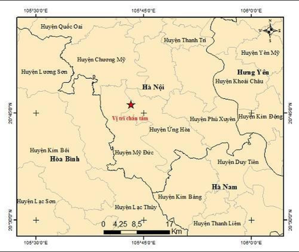 Sang nay 25/3, Ha Noi co dong dat 4.0 do Richter