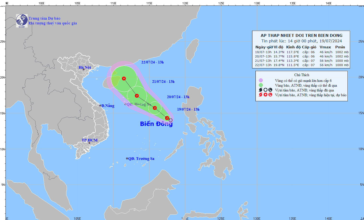 Bien Dong lai don ap thap nhiet doi, nhieu noi tiep tuc co mua to