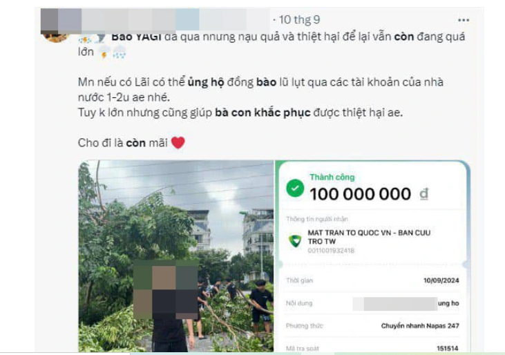 Sửa bill chuyển tiền từ thiện đăng lên mạng có thể vi phạm pháp luật