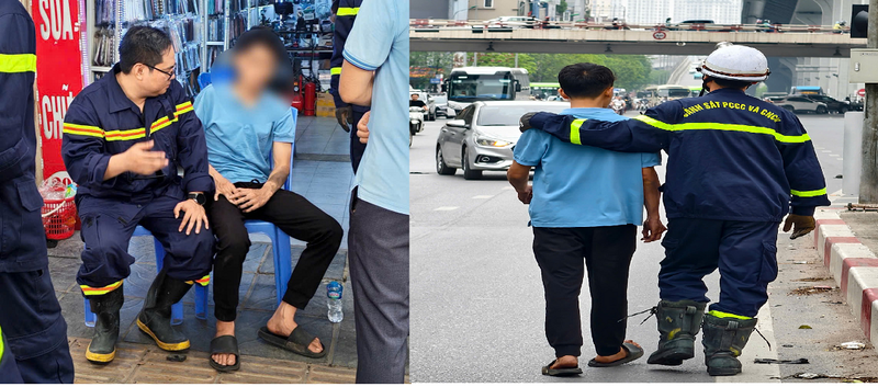 Cứu nam thanh niên có hành động nguy hiểm trên cầu vượt ở Hà Nội Cuu nam thanh nien co hanh dong nguy hiem tren cau vuot o Ha Noi