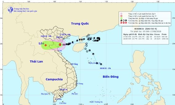 Bao so 4 di vao Thanh Hoa suy yeu thanh ap thap nhiet doi