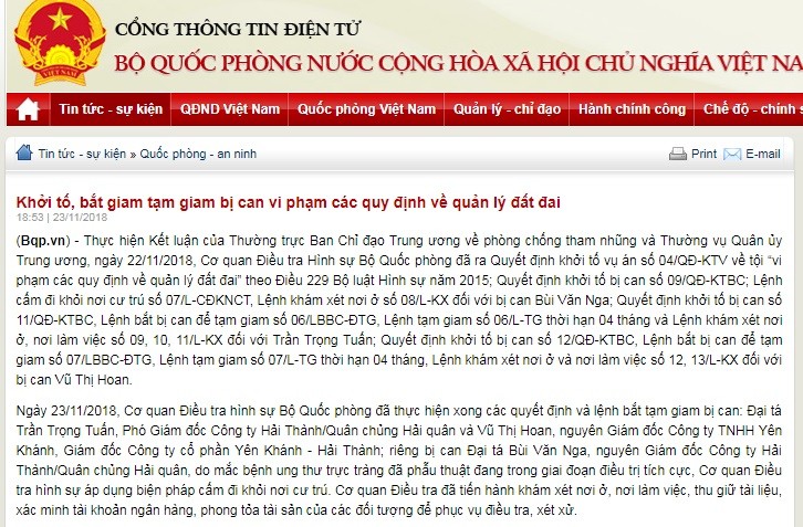 Bat tam giam dai ta Tran Trong Tuan, PGD Cong ty Hai Thanh