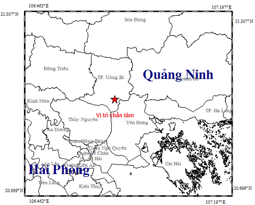 Dong dat xay ra tai Uong Bi, nha dan rung lac