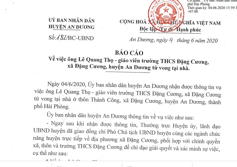 Hai Phong: Dieu tra vu nam giao vien day nhac chet ngat tai nha