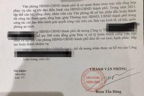 UBND TP Thuan An tra lai 500 trieu “xin” doanh nghiep don tet