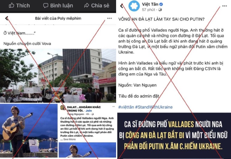 Thong tin ca si nguoi Nga bi bat vi phan doi cuoc chien Ukraine la bia dat