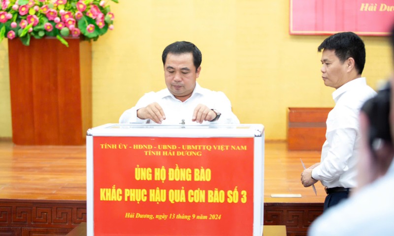 Hai Duong phat dong ung ho khac phuc hau qua bao so 3 Yagi