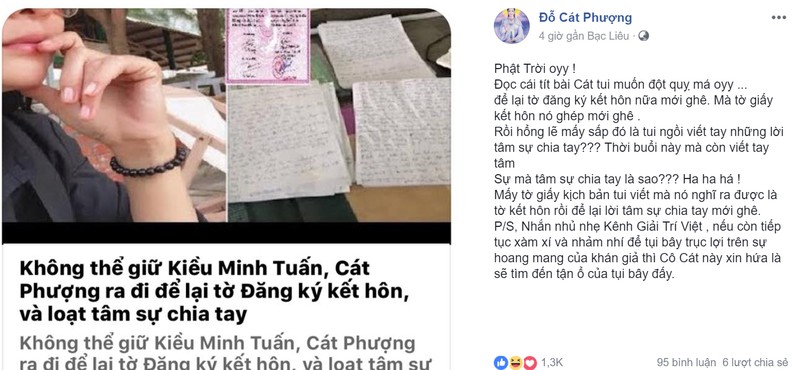 Bi don “ra di vi khong giu noi Kieu Minh Tuan“, Cat Phuong buc xuc
