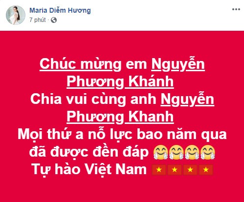 Sao Viet ron rang chuc mung Phuong Khanh dang quang Miss Earth-Hinh-4